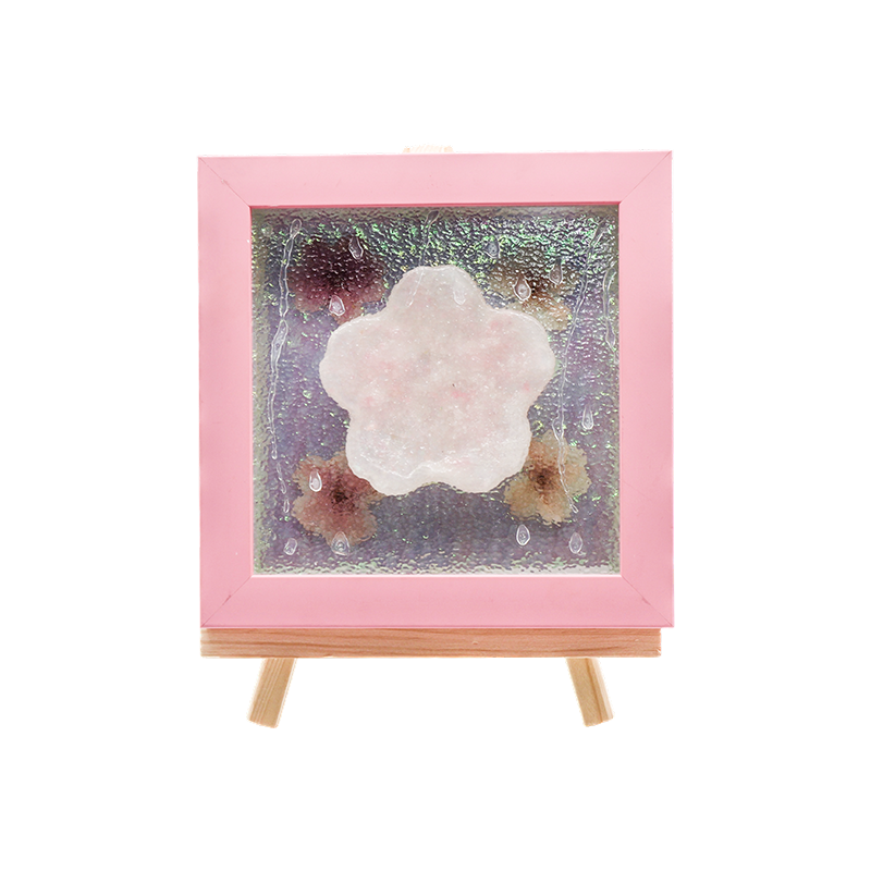 Yellow Wood Frame Cherry Blossom Art Lamp-Yozakura Rain