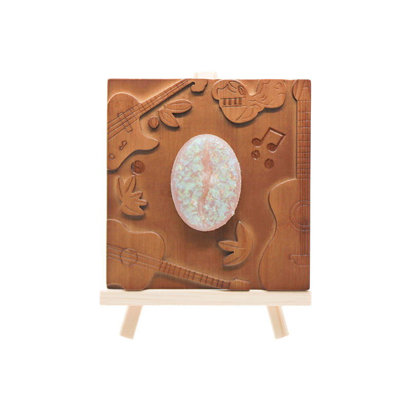 Dark brown log bottom music relief wood art lamp-wood rhyme